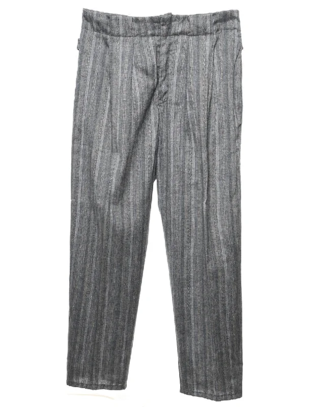 Grey Striped Pattern Trousers - W32 L28