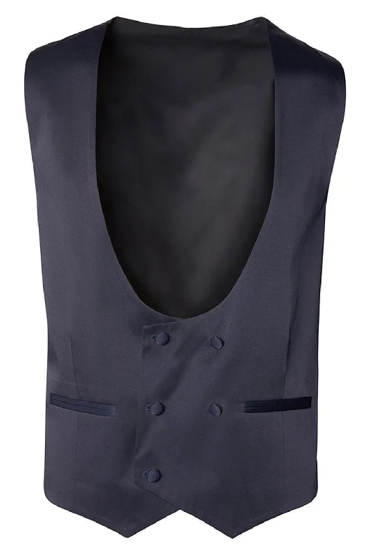 U Shaped Double Breasted Vest - Navy