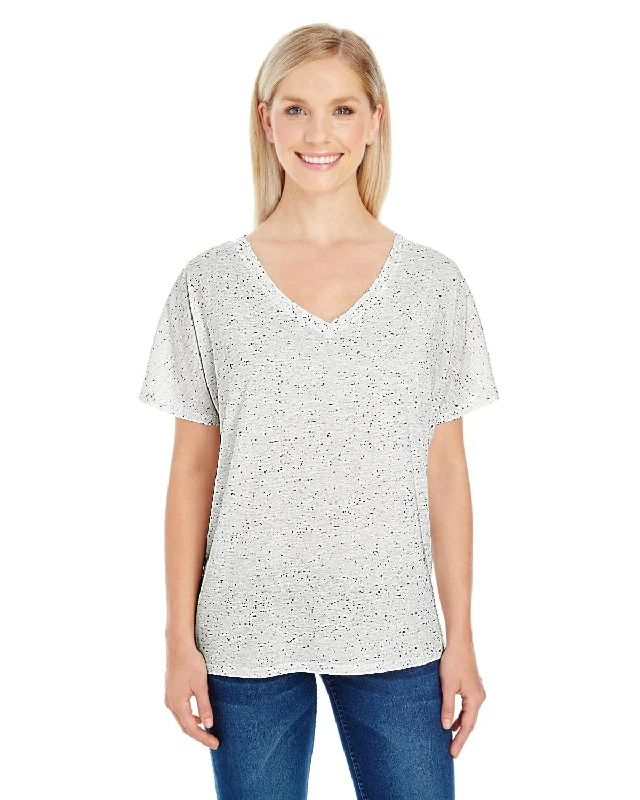 Threadfast Apparel Ladies Triblend Fleck Flowy V-Neck Tee | Cream Fleck