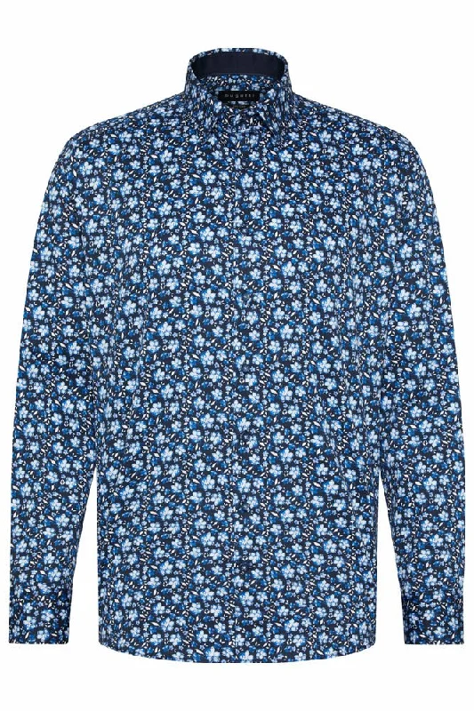 BUGATTI Printed Long Sleeve Shirt BLUE