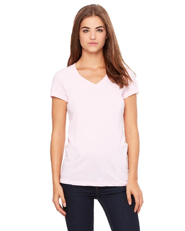 Bella+Canvas Ladies Short Sleeve V-Neck T-Shirt | Pink