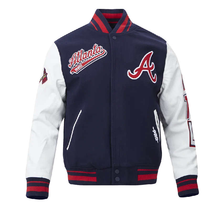 MLB ATLANTA BRAVES SCRIPT TAIL MEN'S RIB WOOL VARSITY (MIDNIGHT NAVY/RED/MIDNIGHT NAVY)