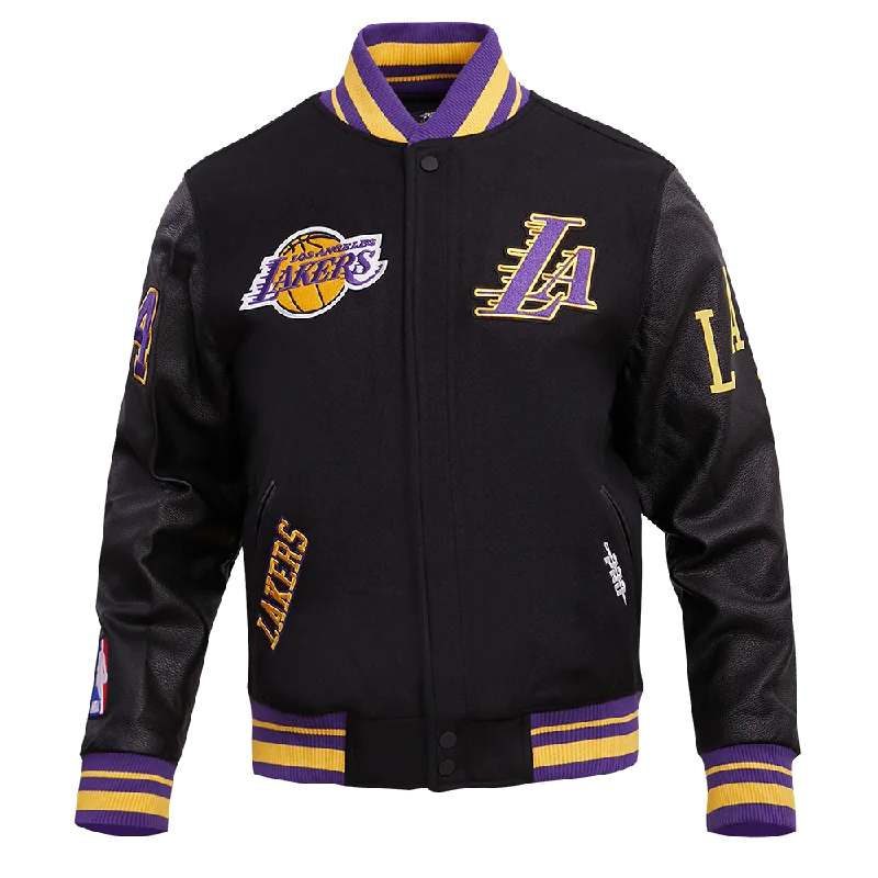 NBA LOS ANGELES LAKERS MEN'S CHEST DYNASTY TO DESTINY RIB WOOL VARSITY JA (BLACK/PURPLE)