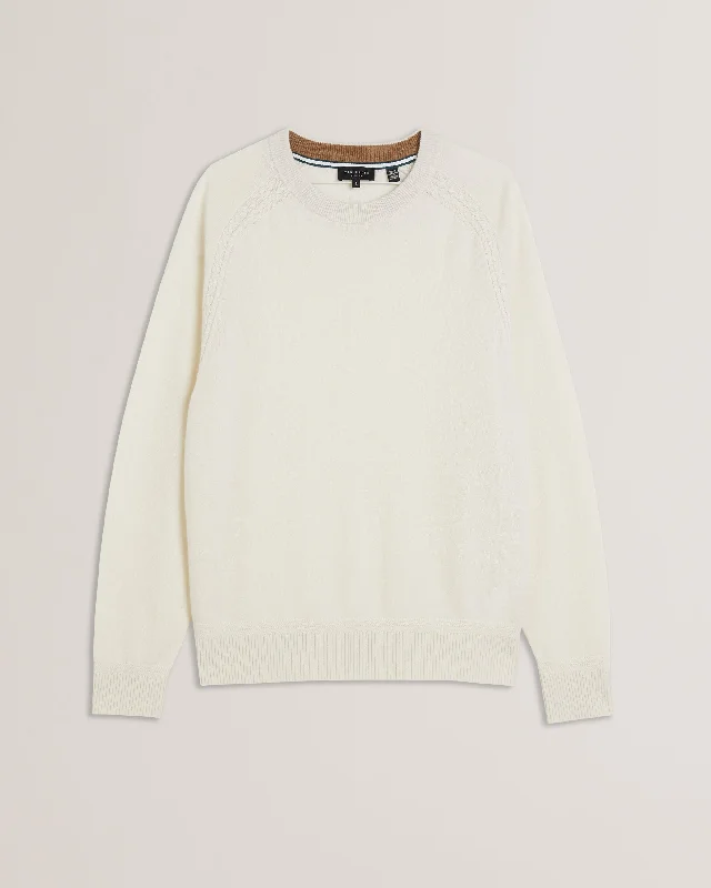 Glant Ls Cashmere Cable-T Crew Neck Ecru