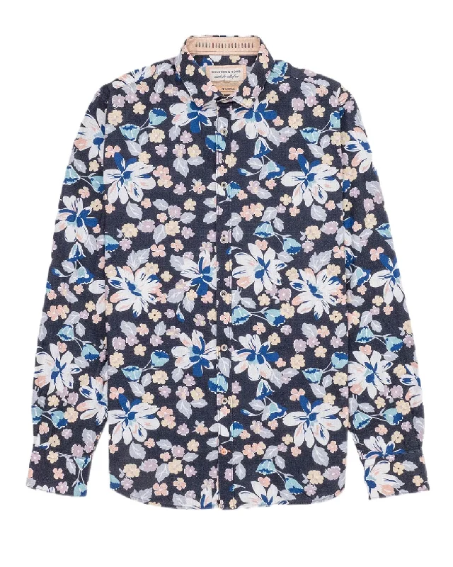 Colours & Sons LS Flower Shirt Navy/Pink