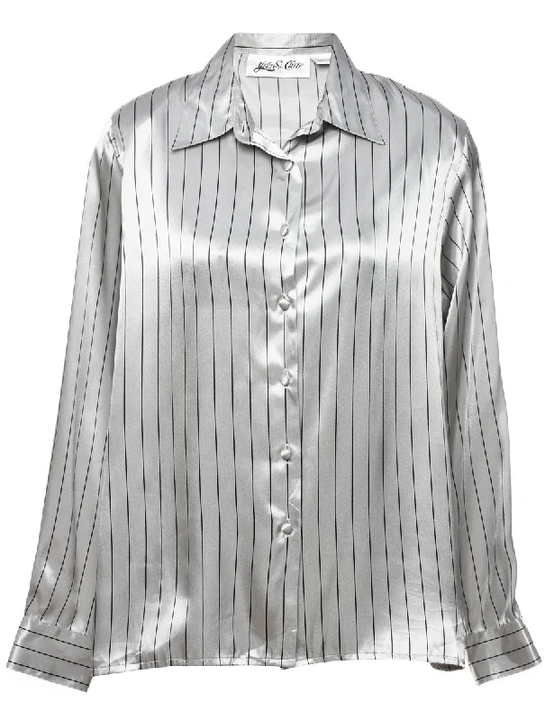 Grey Striped Blouse - L