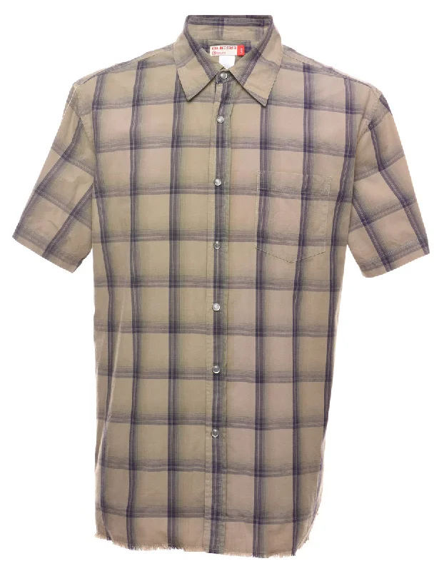 Guess Olive Green & Navy Classic Checked Shirt - L