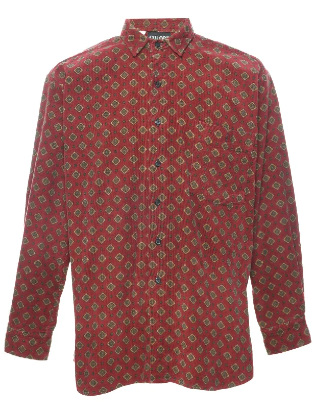 Geometric Pattern Corduroy Shirt - L