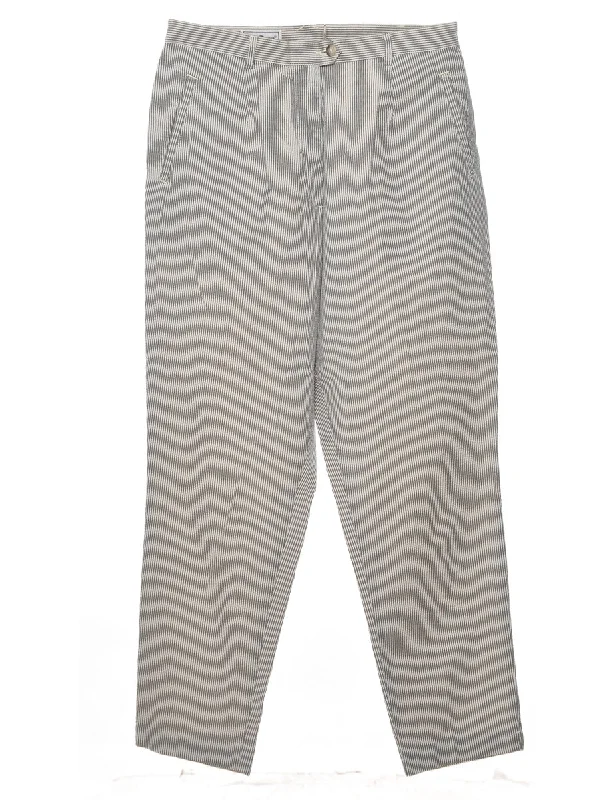 L.L. Bean Grey & White Casual Striped Trousers - W30 L28