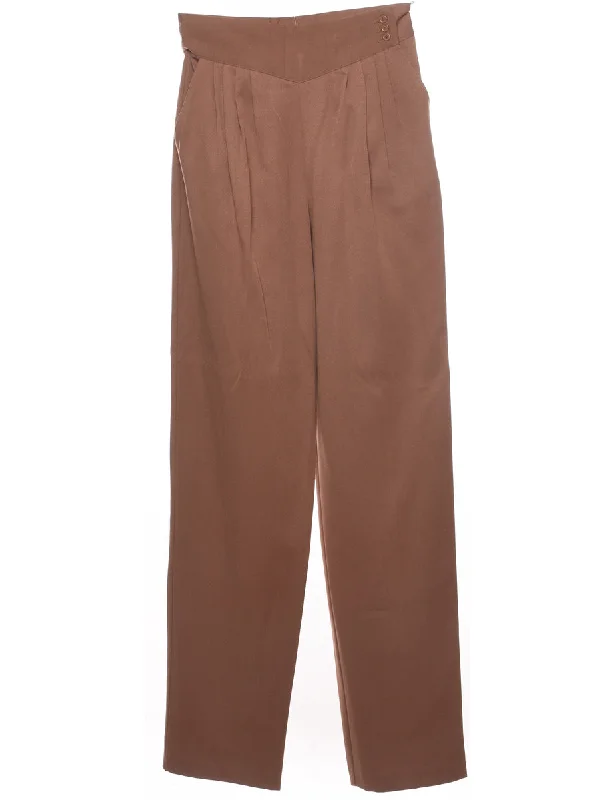 High Waist Light Brown Trousers - W27 L35