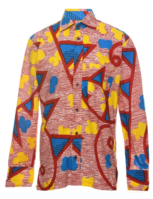 Geometric Pattern 1970s Style Multi-Colour Shirt - S