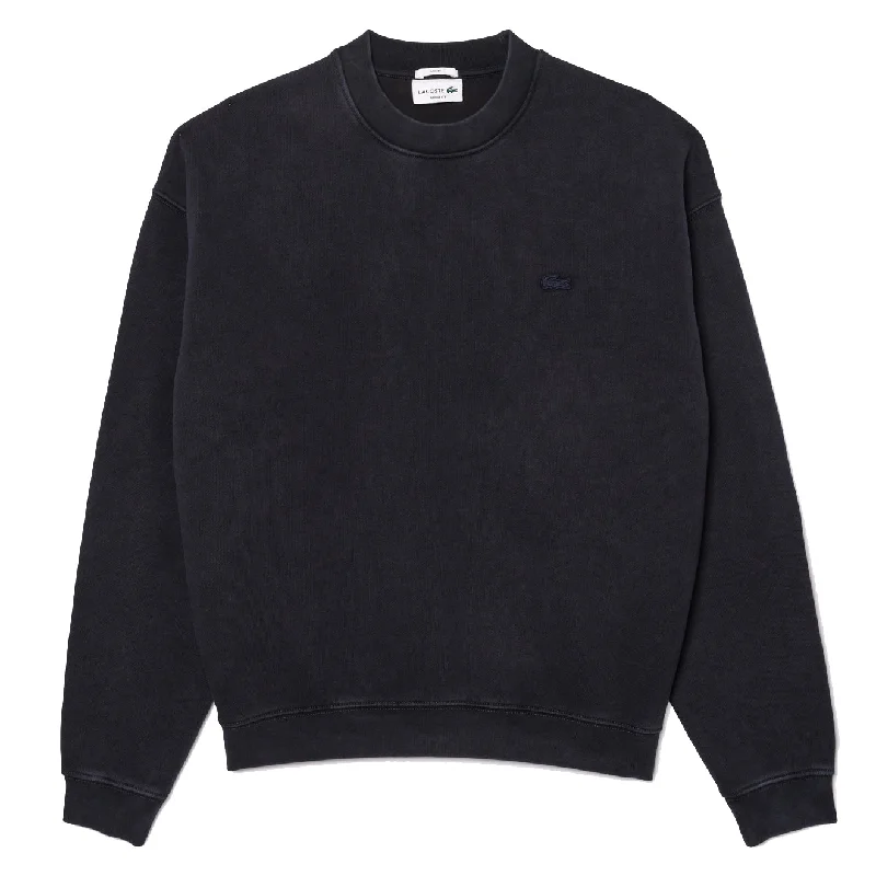 Lacoste Loose Fit Washed Effect Fleece Sweatshirt Black