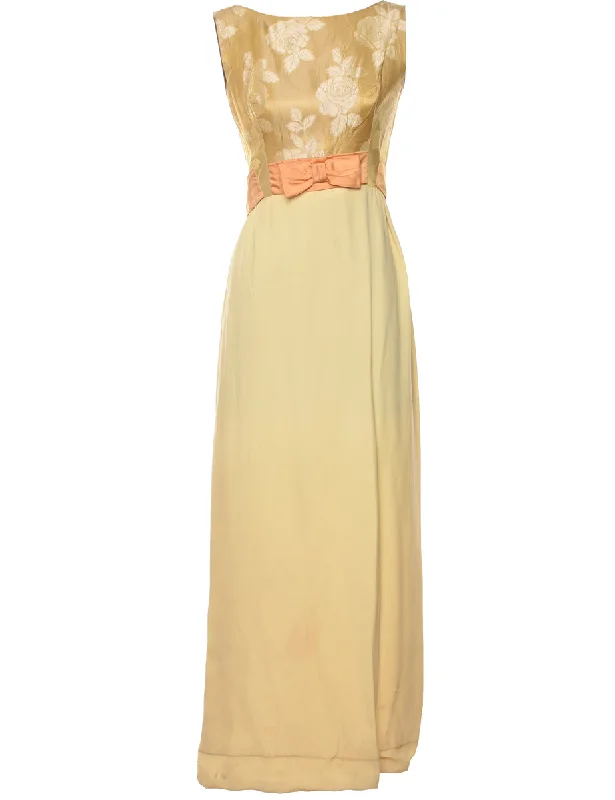 Gold & Coral 1970s Maxi Dress - S