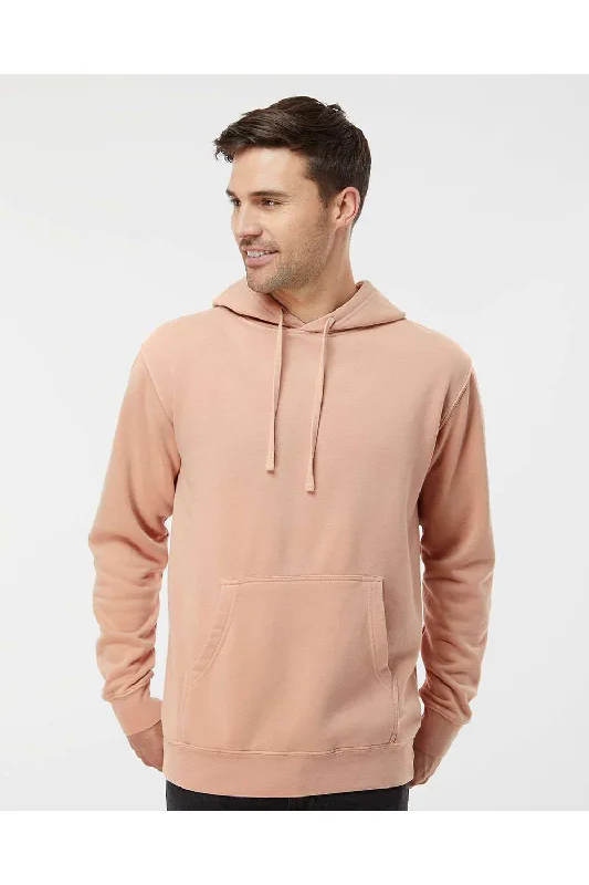 Independent Trading Co. Mens Pigment Dyed Hooded Sweatshirt Hoodie w/ Pouch Pocket - Dusty Pink