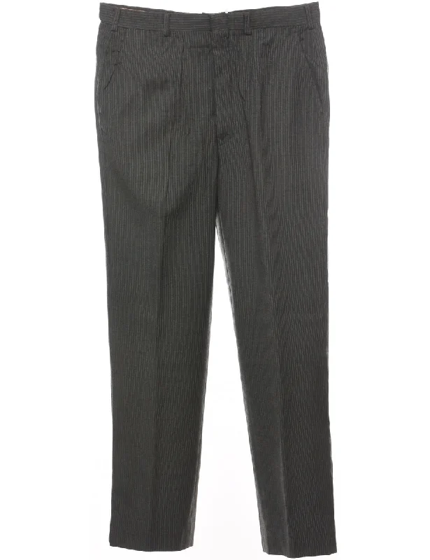 Grey Pinstriped Trousers - W34 L31