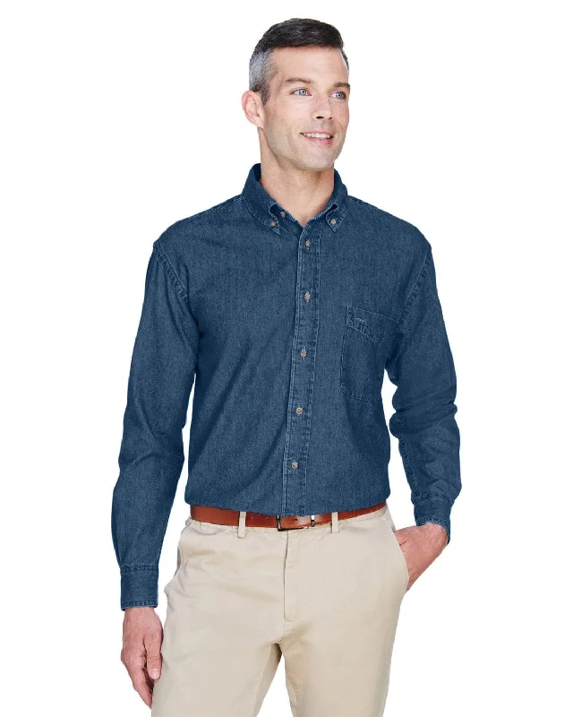 Harriton Long Sleeve Denim Shirt | Dark Denim