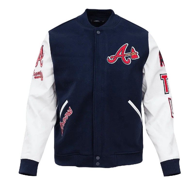 MLB ATLANTA BRAVES CLASSIC WOOL MEN'S VARSITY JACKET (MIDNIGHT NAVY)