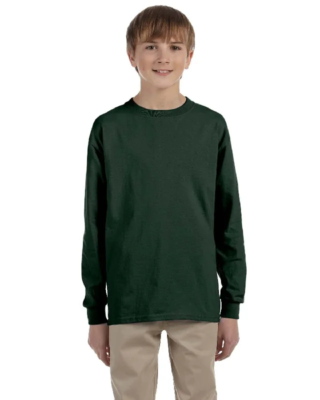 Jerzees Youth 5.6 oz. 50/50 Heavyweight Blend Long Sleeve T-Shirt | Forest Green