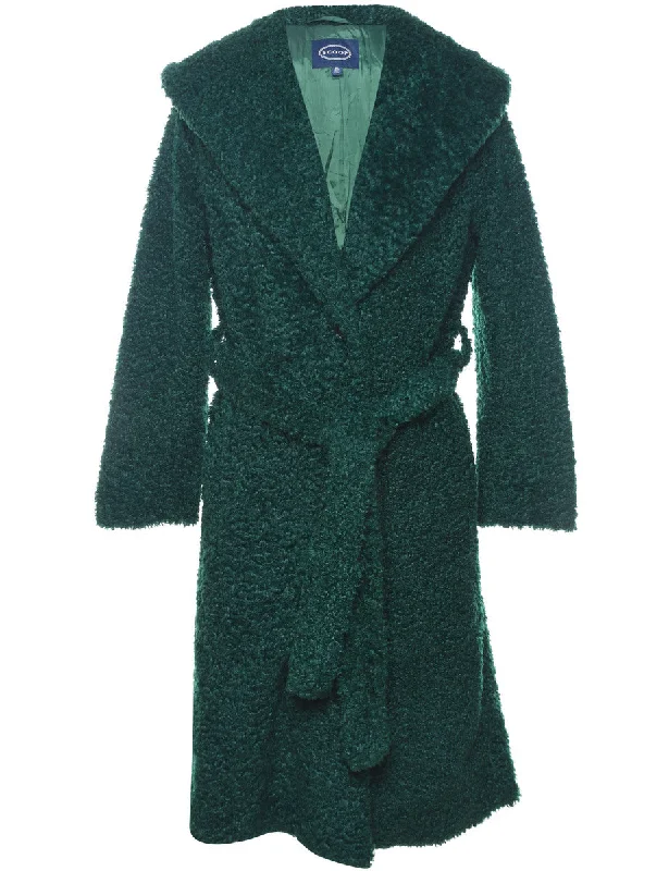 Green Faux Fur Coat - XS