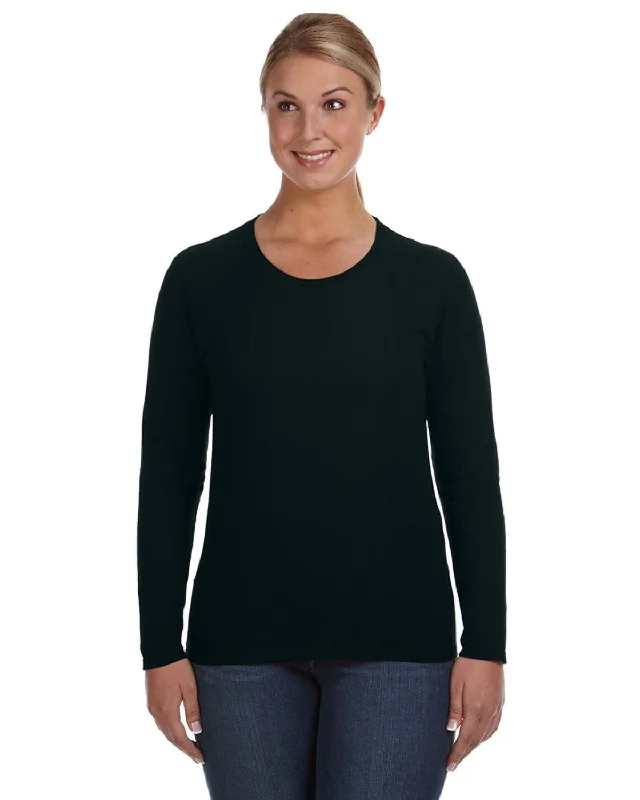 Anvil Ladies Lightweight Long Sleeve T-Shirt | Black