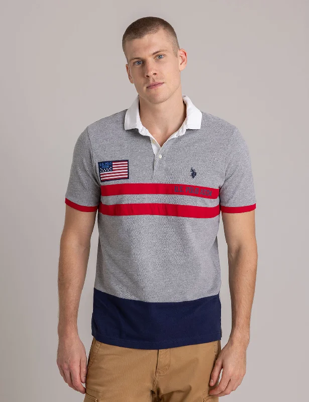 COLORBLOCK PIQUE POLO SHIRT WITH TWILL COLLAR