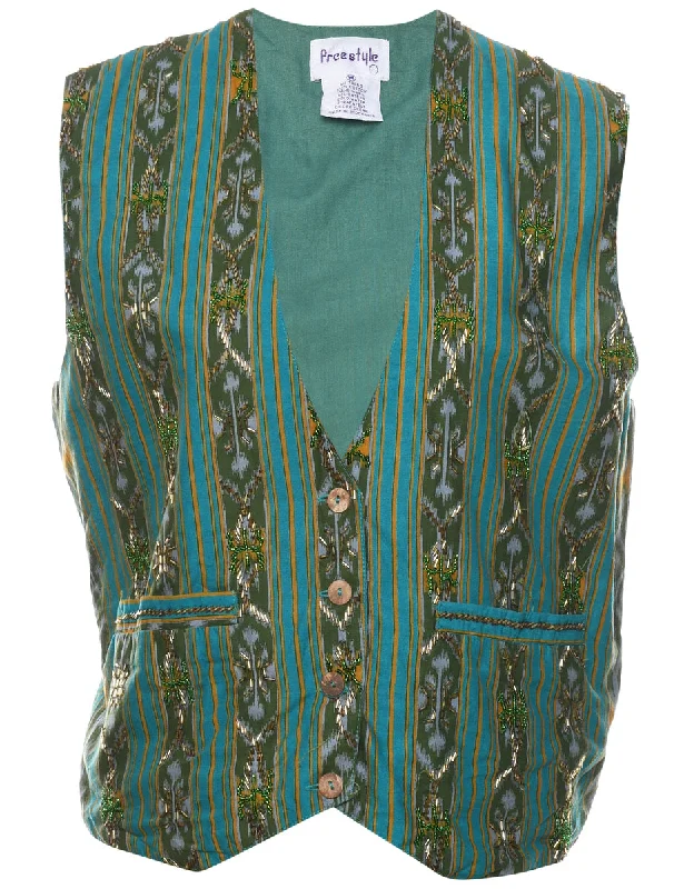 Ikat Pattern Waistcoat - M