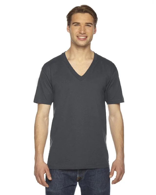 American Apparel Unisex Fine Jersey Short Sleeve V-Neck T-Shirt | Asphalt