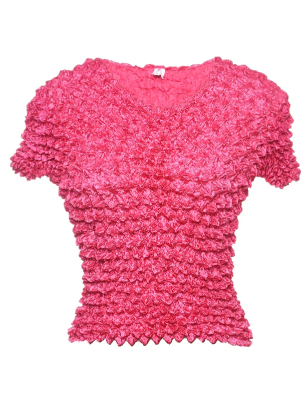 Hot Pink Y2K Popcorn Top - XS