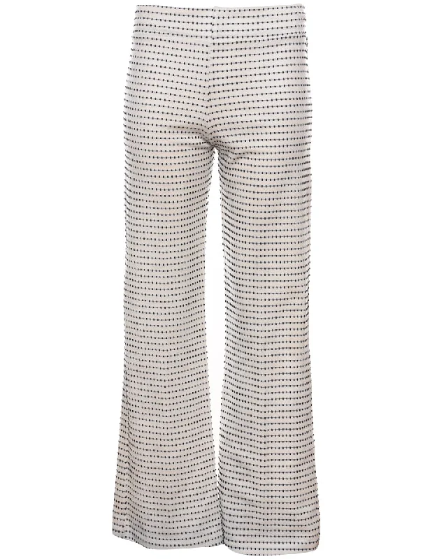 High Waist Black & White Spot Print Trousers - W25 L31