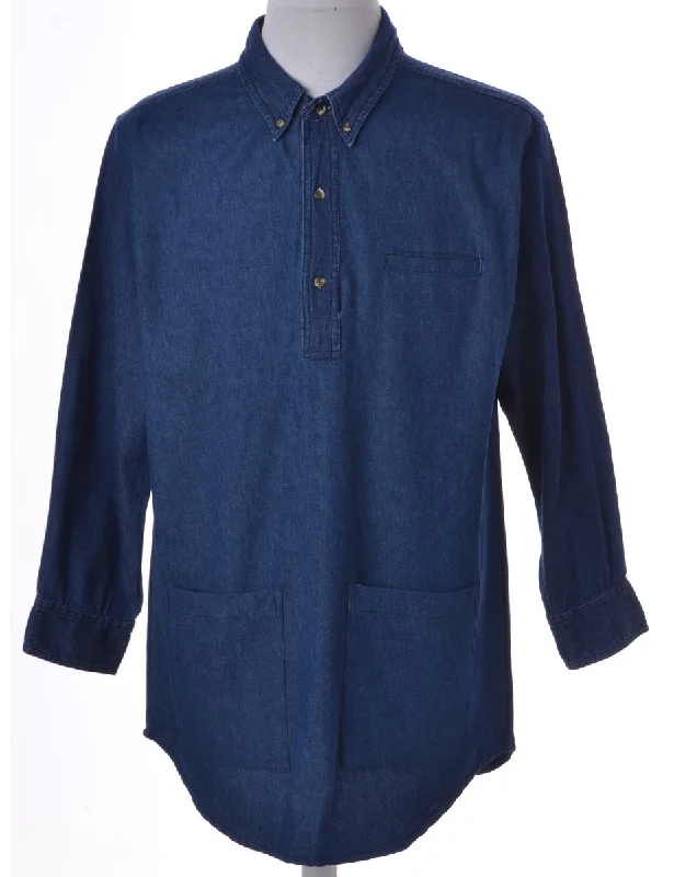 Indigo 3 Button Denim Shirt