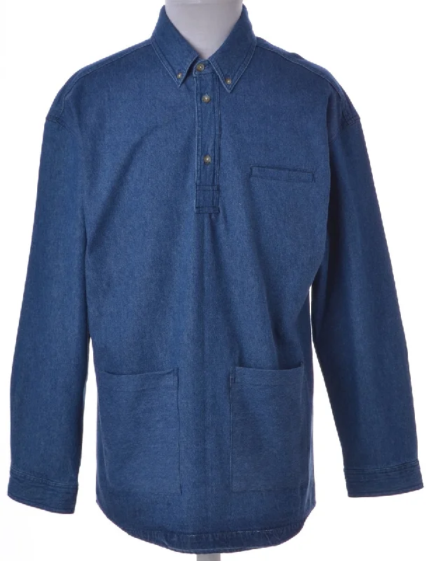 Indigo 3 Button Denim Shirt