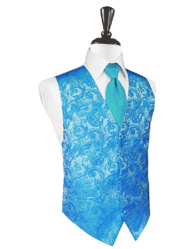 Turquoise Tapestry Tuxedo Vest