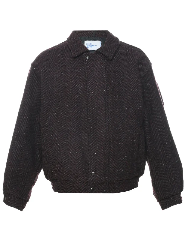 Herringbone Tweed Wool Jacket - L