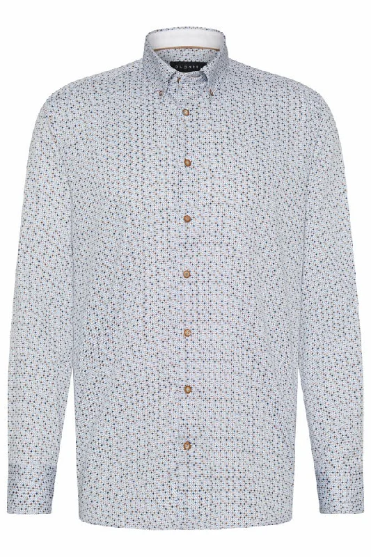 BUGATTI Printed Long Sleeve Shirt WHITE MULTI