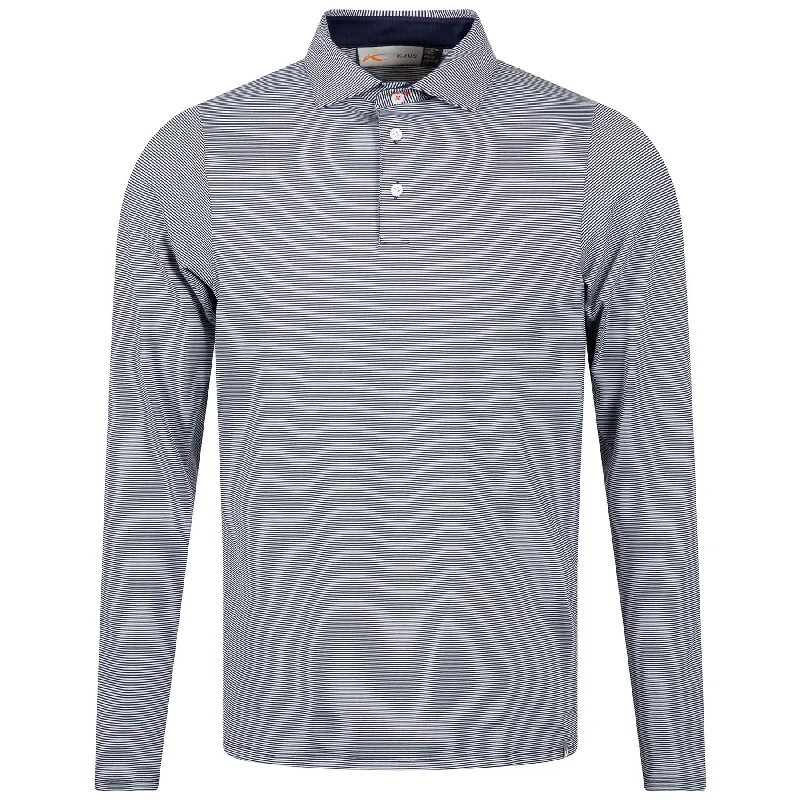 Soren Stripe LS Comfort Fit Polo Atlanta Blue/White - 2024