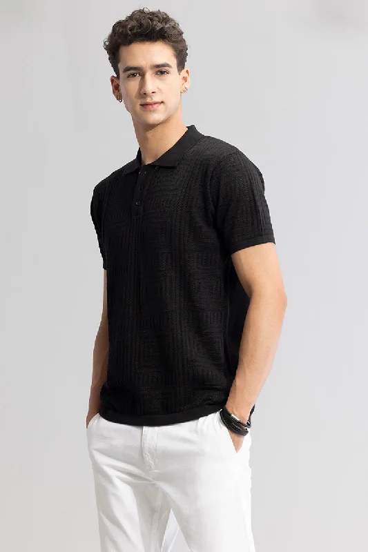 Puzzle Polo Black Polo T-Shirt