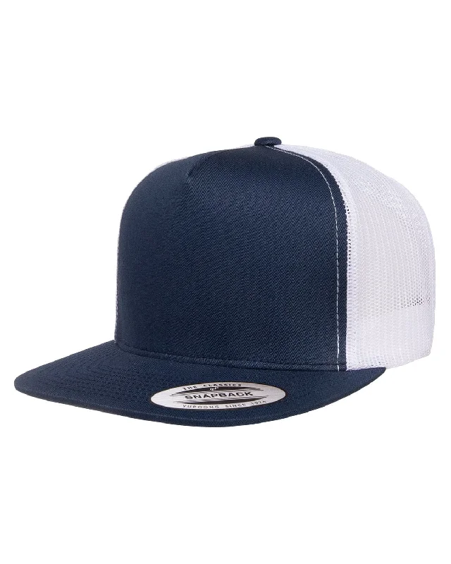 Yupoong Adult 5-Panel Classic Trucker Cap | Navy/ White