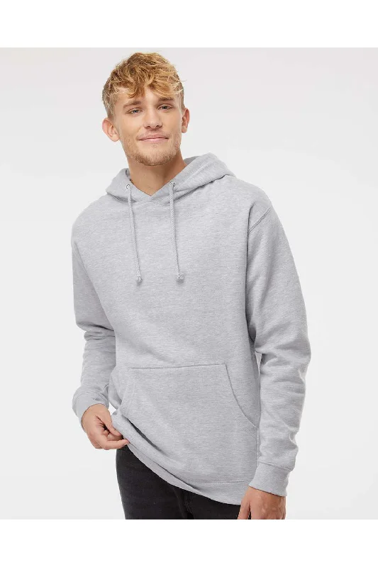 Independent Trading Co. Mens Hooded Sweatshirt Hoodie w/ Pouch Pocket - Heather Grey