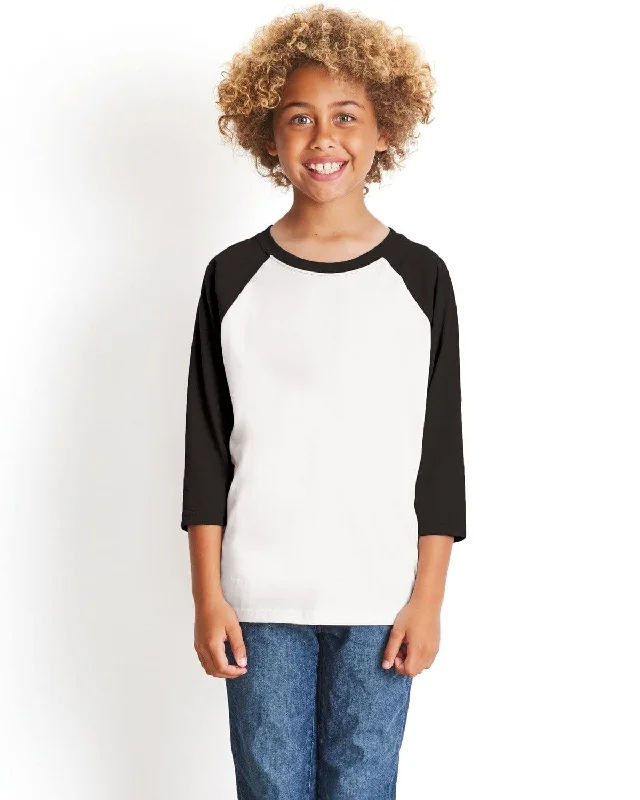 Next Level Youth CVC 3/4-Sleeve Raglan Tee | Black/ White