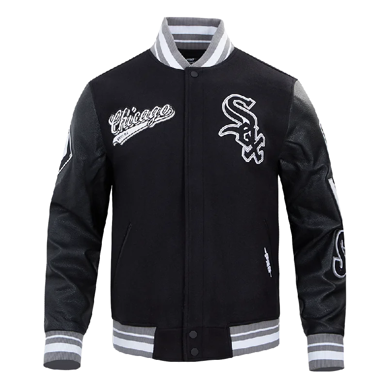 MLB CHICAGO WHITE SOX SCRIPT TAIL MEN'S RIB WOOL VARSITY (BLACK/GRAY)