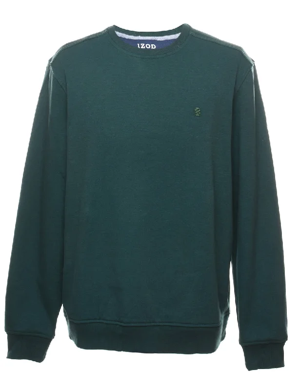 Izod Plain Dark Green Sweatshirt - L