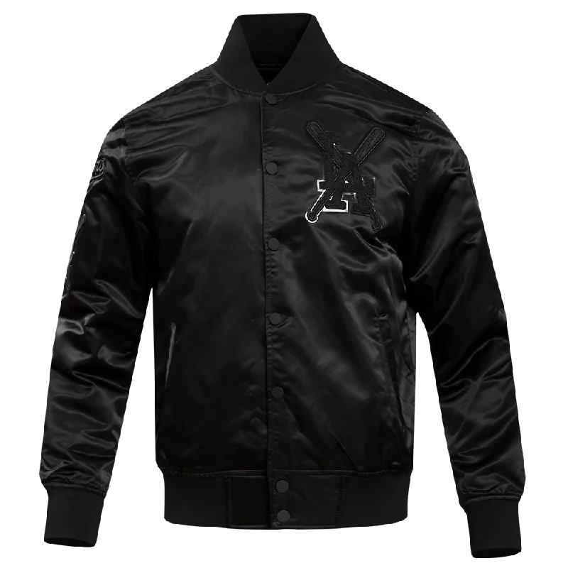 MLB LOS ANGELES DODGERS PRO TRIPLE BLACK MEN'S SATIN JACKET (TRIPLE BLACK)