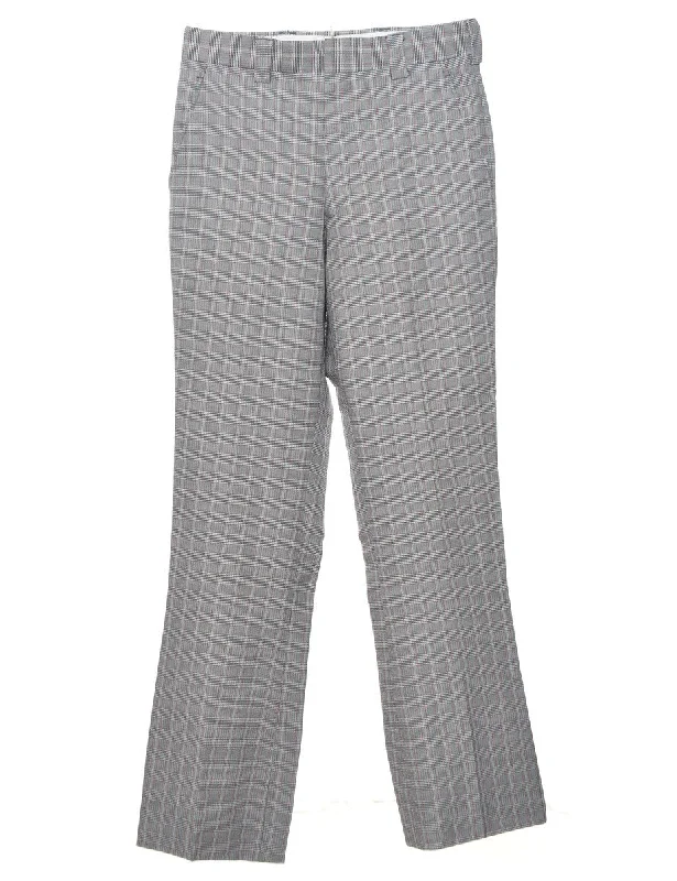 Herringbone Tweed Grey Checked Trousers - W28 L32