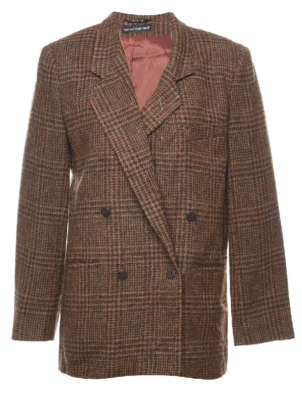 Harvey Benard Brown Checked Blazer - L