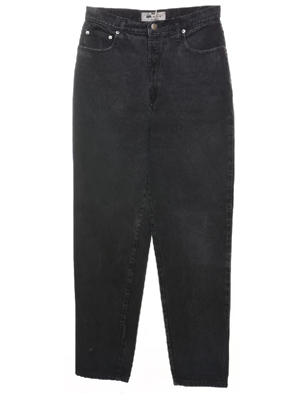 High Waist Black Tapered Jeans - W28 L32