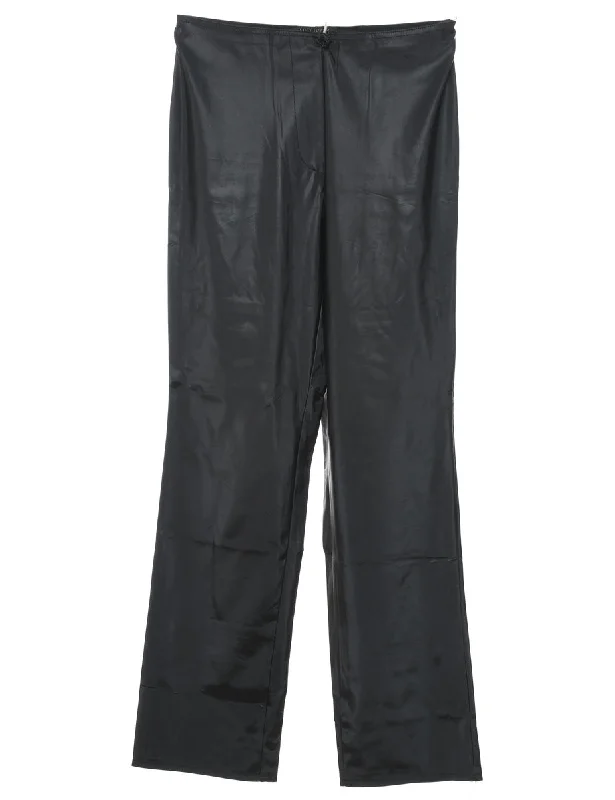 High Waist Black 1990s Silky Trousers - W26 L32