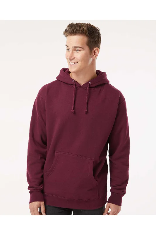 Independent Trading Co. Mens Hooded Sweatshirt Hoodie w/ Pouch Pocket - Maroon