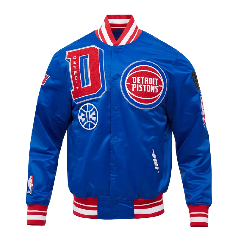 NBA DETROIT PISTONS MASHUP MEN'S RIB SATIN JACKET (ROYAL BLUE/RED)