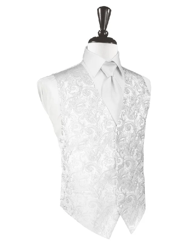 White Tapestry Tuxedo Vest