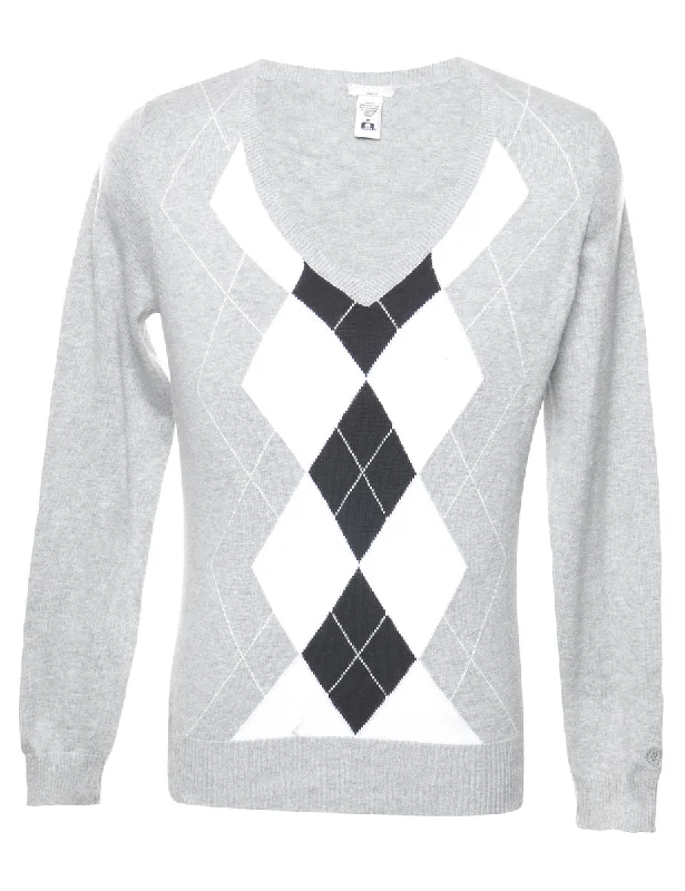 Izod Argyle Grey Jumper - M